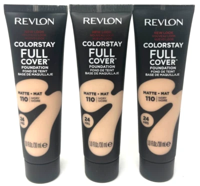 (3) Revlon Colorstay Full Cover Foundation 1 fl oz Each Sealed 110 - Ivory - Image 1 of 3