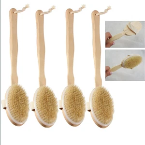 Shower Brush with Soft Bristles: 4 Pc Bath Long Handle Back Scrubber Body Exf - Picture 1 of 1