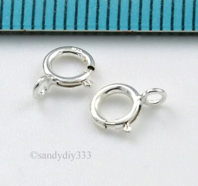 10x ITALIAN STERLING SILVER SPRING ROUND RING CLASP 5mm with Closed Ring #3219 - Image 1 of 2