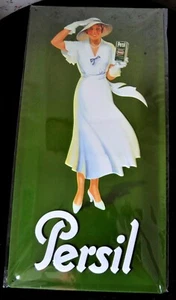 Nostalgic Art PERSIL WEIßE DAME, grün, 30er, Blechschild 25 x 50 cm Selten - Picture 1 of 1