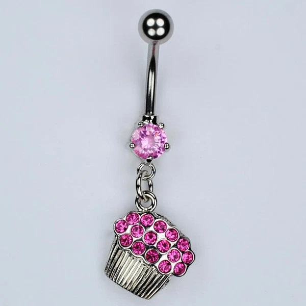Cupcake Cuelga Ombligo Anillo Barra ROSA Muffin Foodie Piercing Joyería (A18) Foto 1 de 1