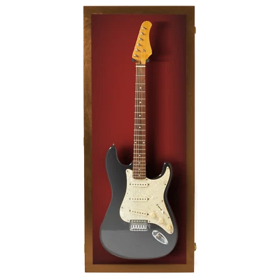 Walnut Finish Guitar display case Solid hardwood with Locks  - Image 1 of 4