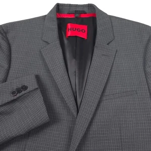 $495 Hugo Boss Arti 232 Gray Micro Check Wool Suit Jacket Blazer Mens Size 38S - Picture 1 of 14