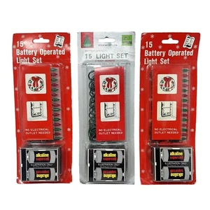 Battery Operated Christmas String Lights Red Green White Decoration NOS 15 Light - Picture 1 of 4