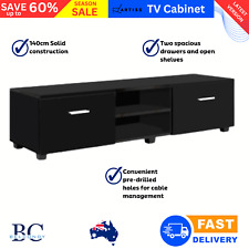Artiss 140cm High Gloss TV Cabinet Stand Entertainment Unit Shelf Storage Black