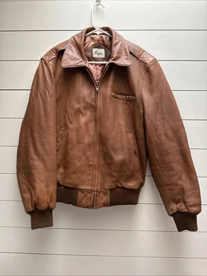 Chaqueta bomber de cuero marrón para hombre Adam Spencer, 46 Foto 1 de 4