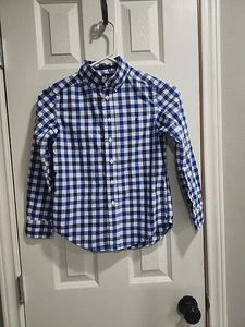 Polo Ralph Lauren Boys Button-Down Shirt SMALL size 8 Pony Blue White - Picture 1 of 10