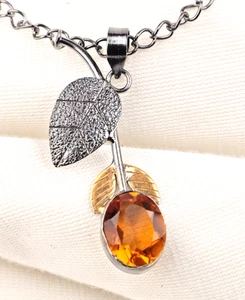 Yellow Citrine Gemstone 925 Sterling Silver Handmade Jewelry Pendant 1.69" - Picture 1 of 6