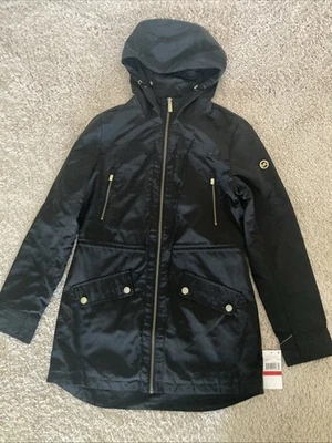 Michael Kors Black Water Resistant Jacket Raincoat NWT Size XS - Image 1 of 4