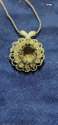 "Collar de citrino simulado en plata de 18"" con colgante de 1""". Foto 1 de 4