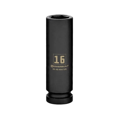 Powerbuilt 1/2 Inch Drive x 16 MM 6 Point Deep Impact Socket - 647185 - Image 1 of 4