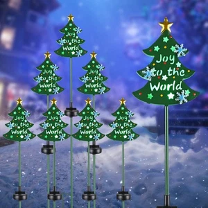 Solar Christmas Tree Stake Lights Solar Pathway Light for Garden Yard Lawn 8Pcs - Picture 1 of 9
