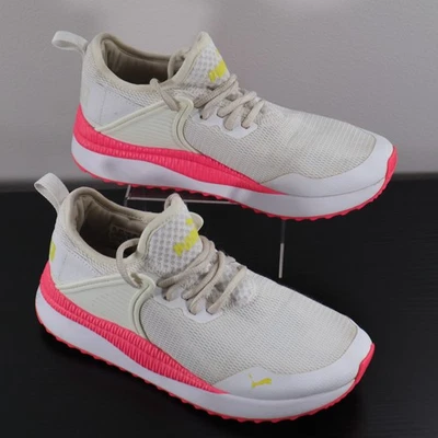 PUMA Pacer Next Cage 女式 7 码白色粉红色黄色运动鞋 373983-01 — 第 1/4 张图片