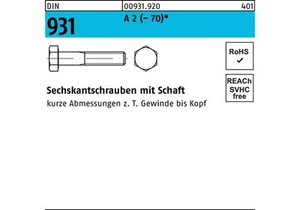 Reyher Sechskantschraube DIN 931 m.Schaft M 33 x 250 A 2 (- 70) - Bild 1 von 1