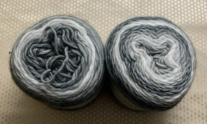 Silky  Soft Gradient Ombre Cake Yarn STORM BLK  2x 100g 280m Cotton Acrylic Wool - Picture 1 of 3