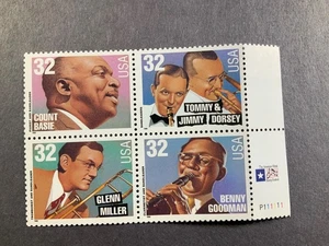 Big Band Leaders (1996) - SC# 3096-3099 - Plate Block of 4 -32c – MNH - Picture 1 of 1