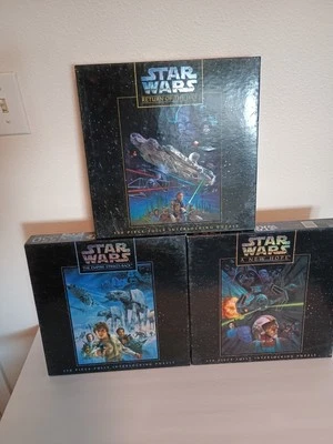 Juego de 3 rompecabezas de 550 piezas Star Wars 1995, nuevo en caja sellado Milton Bradley  Foto 1 de 4