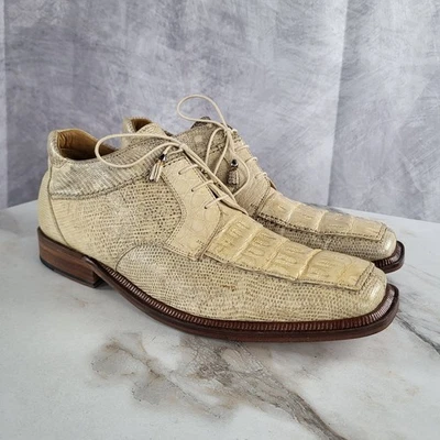 Zapatos Oxford David Eden Crocodile Monitor Lagarto Beige Para Hombre 13 Foto 1 de 4