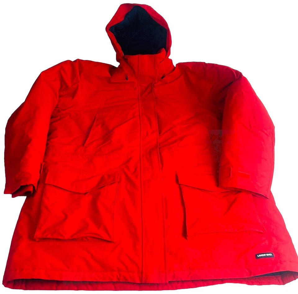Parka de invierno impermeable LANDS END Squall para mujer 2X roja con capucha cremallera Foto 1 de 4
