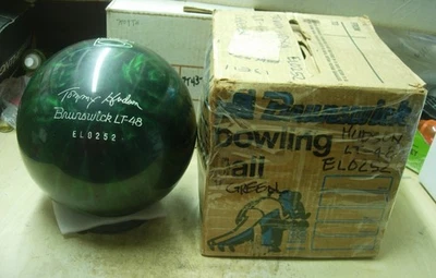 Bola de boliche g5 = 16# OLDIE Brunswick EE. UU. TOMMY HUDSON LT-48 POLIÉSTER VERDE Foto 1 de 4