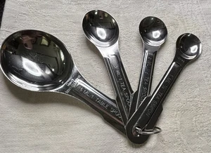 Vintage Ecko Edelstahl Messlöffel 4er Set auf Ring, Kochen, Backen - Bild 1 von 5