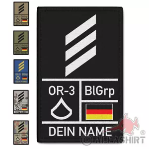 Rank Patch 9,8x6cm Dienstrang mit Namen Personalisiert Blutgruppe Nato BW #39318 - Bild 1 von 1
