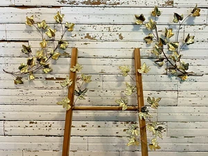 Vtg Ivy Brass Plated Metal Wall Art Set Hanging Leaf Vines - Gold Color - 5-Pc - Picture 1 of 8