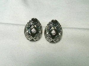 Joan Rivers Color Argento, Cristalli, Smalto Bombato Lacrima Orecchini a Bottone - Foto 1 di 6