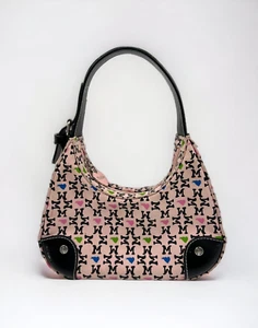 Mudd Y2K Baby Pink Monogram Mini Shoulder Bag Purse Buckles Grunge Vintage Glam - Picture 1 of 8