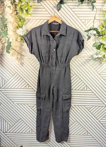 ZARA Girl's GRAY Denim Jumpsuit Short Sleeve One Piece 100% Cotton 11/12 READ - Picture 1 of 8