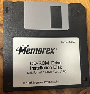 CD-ROM Drive Installation 3.5 Floppy Disk Version: J1.00 Memorex - Picture 1 of 1