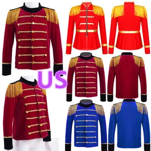 Kids Boys Marching Band Jacket Drum and Trumpet Tassel Coat Halloween Costume - Picture 1 of 50