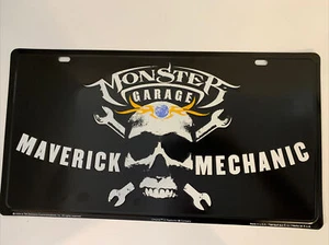Metal Monster Garage Maverick Mechanic Sign 2004 12x22 - Picture 1 of 2