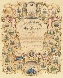 9469.Decoration Poster.Room wall art.Home decor.Masonic Odd Fellows diploma - Picture 1 of 1
