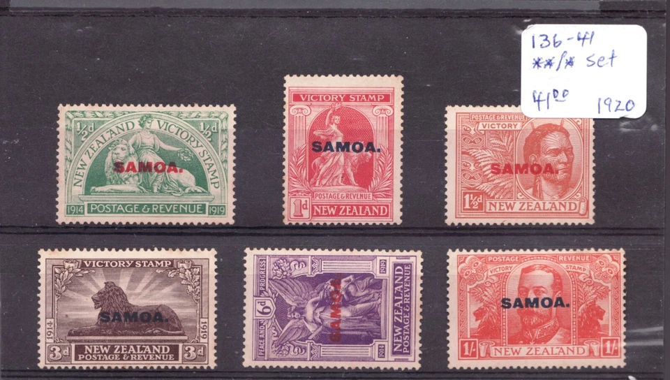 1920 Samoa overprint on New Zealand Sc# 136-41 - MH set Cv$41 - Image 1 of 1