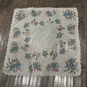 Flores de pañuelo transparentes vintage para damas borde festoneado lunares - Imagen 1 de 8