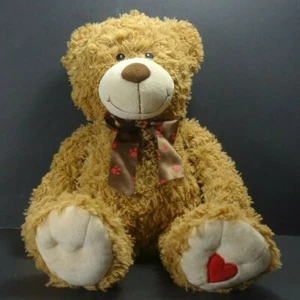 Juguete de peluche Avon 2012 Curly The Bear oso marrón corazón pata estampado arco Lovey - Imagen 1 de 12