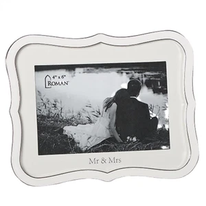 Mr & Mrs White Wedding Frame by Caroline Collection - Picture 1 of 5