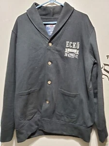 Ecko Unltd großer Pullover Knopfleiste Strickjacke Schal Kragen - Bild 1 von 7