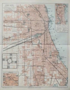 Mapa de Chicago en Estados Unidos, Estados Unidos, escala 1:100000, Meyer 1897 - Imagen 1 de 2