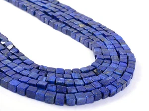 Lapis cubes gemstone loose beads strand 16" 4mm 6mm - Picture 1 of 7