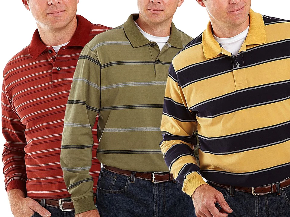 Nuevo polo jersey de algodón de gamuza Hertiage de manga larga para hombre St. John's Bay Foto 1 de 1