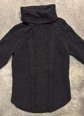 Suéter GAP Maternidad Cómodo Largo Túnica Cuello Alto Tejido con Cable Medio Carbón Foto 1 de 4