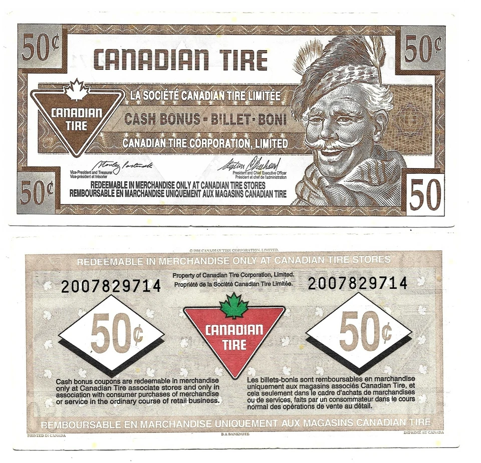 CTC Canadian Tire Money 1996 Coupon 50c Canada Note G - Image 1 of 1