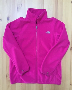 Girls The North Face Pink Magenta Long Sleeve Full Zip Fleece Jacket Sz XL 18 - Picture 1 of 6