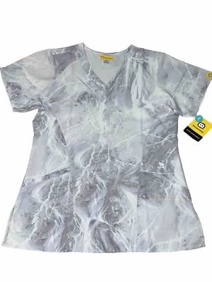Scrubs Top WonderWink Modern fit Women Small New V Neck Tie Dye Design 4 Pockets - Image 1 of 4