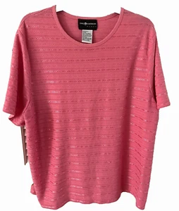 Sag Harbor Plus Size 2X  Peach Textured Design 3/4 Sleeve Cotton Blend Top - Picture 1 of 2