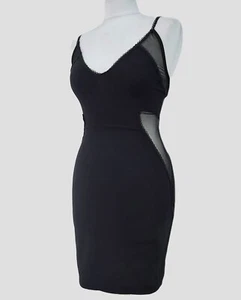 Little Black Dress mesh cut out lace panel short strappy bodycon sexy sheer mini - Picture 1 of 8
