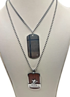 Men’s Dog Tag Necklace Set – Cross Pendant & Duck Dynasty Logo Design 22"/24" - Image 1 of 4