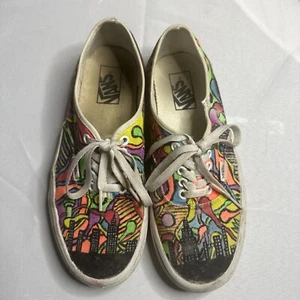 RAINBOW TRIPPY🌈- VANS- Size 8 - Hand painted - Worn - Super Cool - Picture 1 of 8
